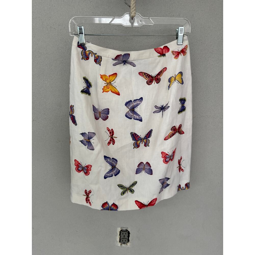 NWT Vintage Talbots Butterfly Skirt 100% Linen Fairy Whimsy Coquette
